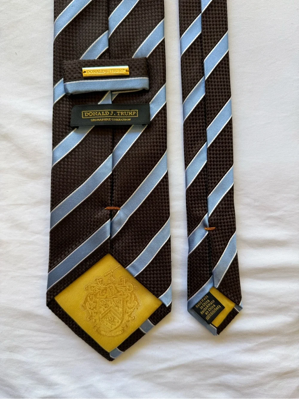 Donald Trump Signature collection brown and Light Blue Striped Men's Dress Tie